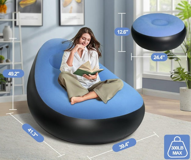 🛋️ Convierte cualquier rincón en tu lugar favorito con este Sillón y Reposapiés Inflable INTEX