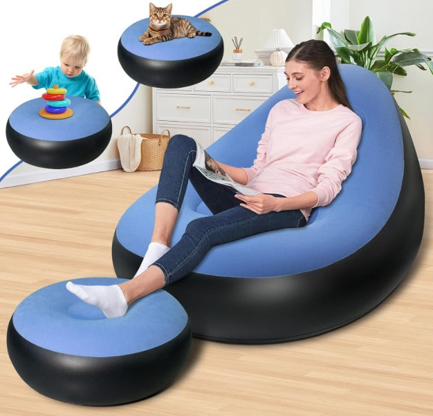 🛋️ Convierte cualquier rincón en tu lugar favorito con este Sillón y Reposapiés Inflable INTEX