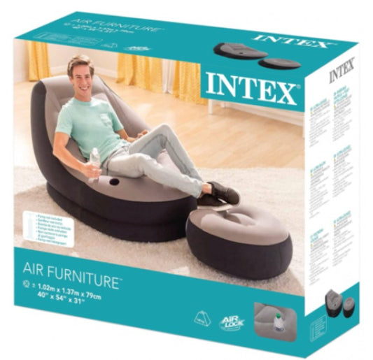 🛋️ Convierte cualquier rincón en tu lugar favorito con este Sillón y Reposapiés Inflable INTEX