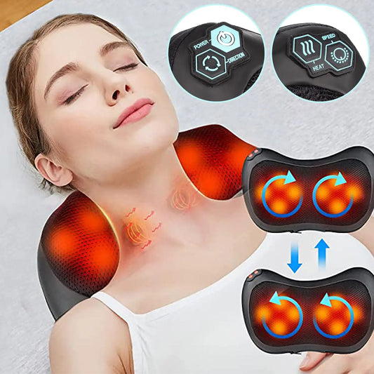 Almohada Masajeadora Ergonómica con Calor – Alivio Inmediato en Casa o Auto
